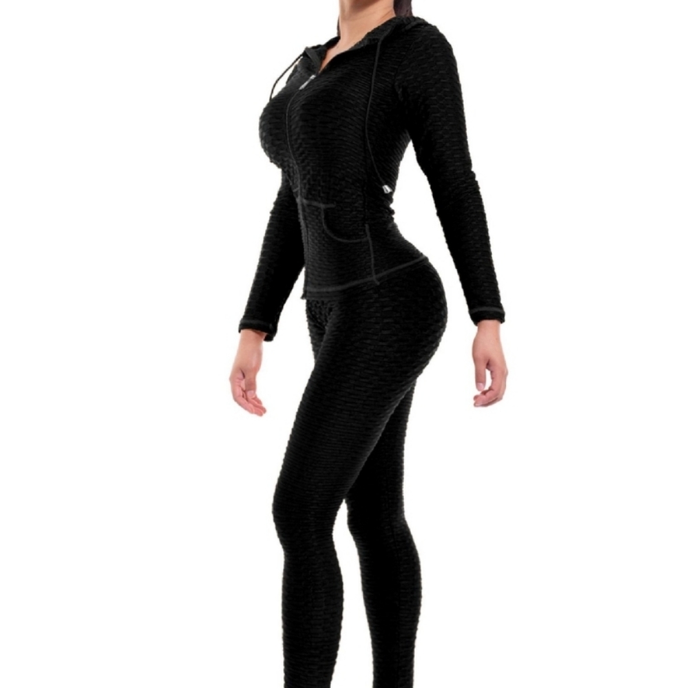 3 Piece Set Tiktok Brazilian Butt Lift Leggings Tank Top And Hoodie